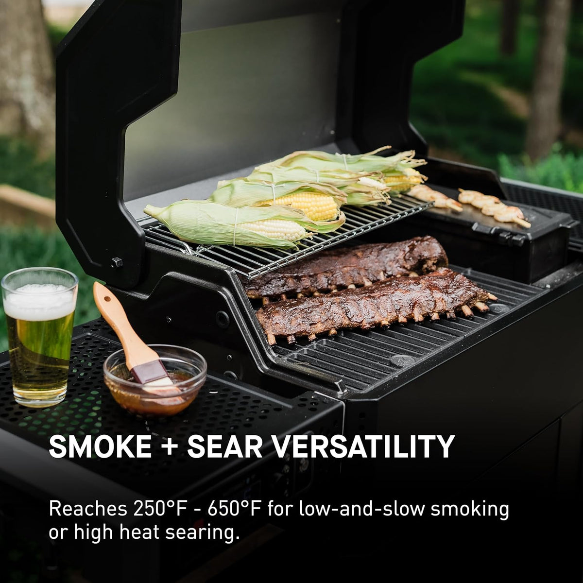 Black Digital Charcoal Grill and Smoker Combo O9947