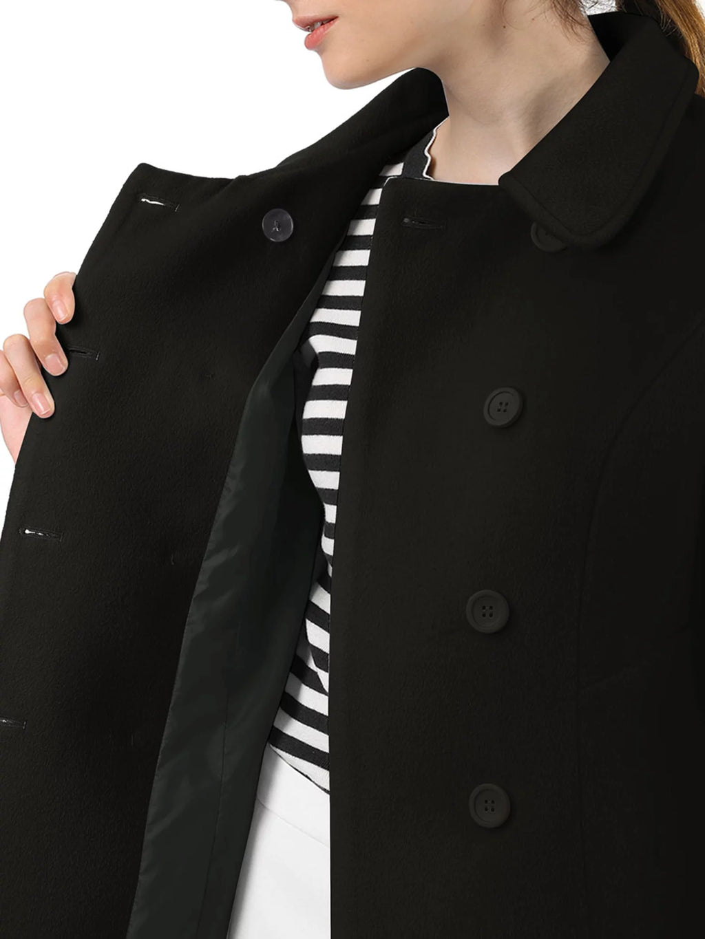 Black Double Breasted Winter Trench Coat O195250