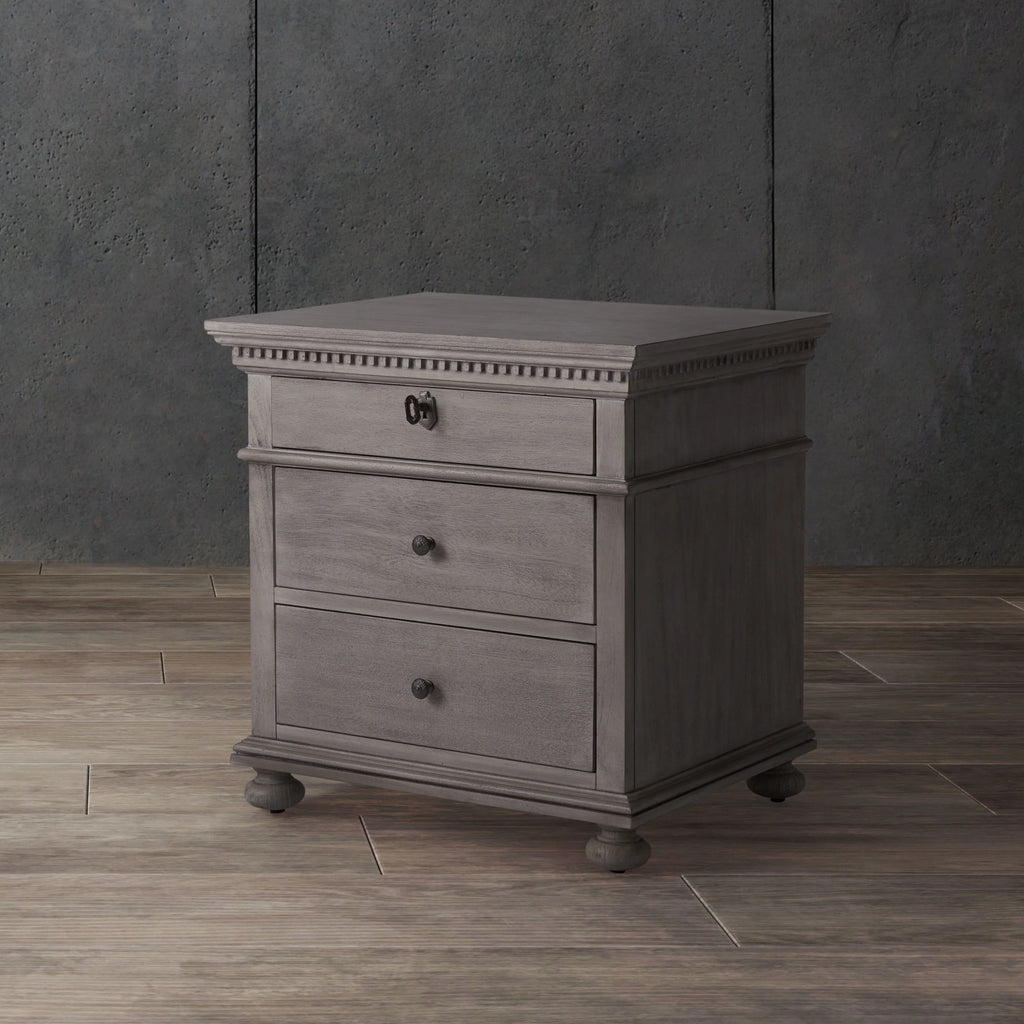 Light Grey 3 Drawer Nightstand V7641