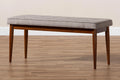 Light Grey Fabric Upholstered Oak Wood Dining Bench W55065