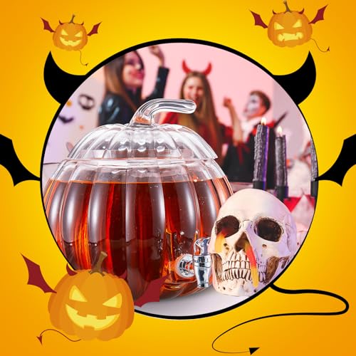 2 Pack 2 Gallon Glass Pumpkin Drink Dispenser with Spigot K925880