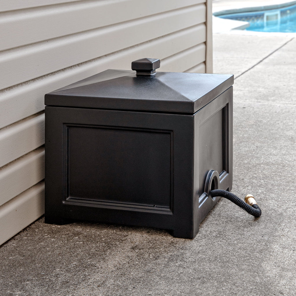 Black 100ft Garden Hose Bin D8435