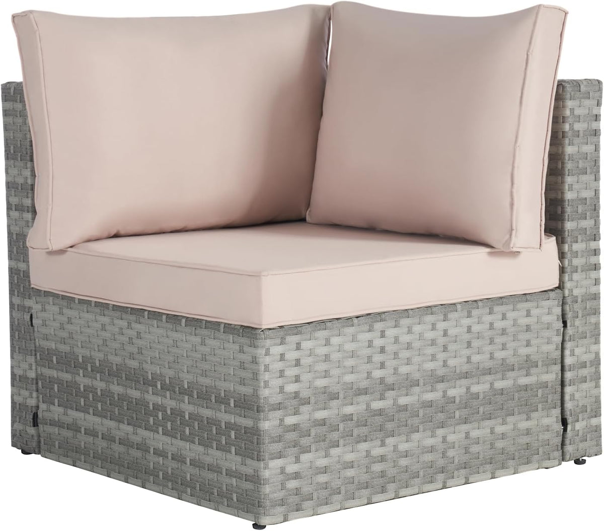 Beige 7 Piece PE Rattan Wicker Patio Conversation Set with Coffee Table A704915