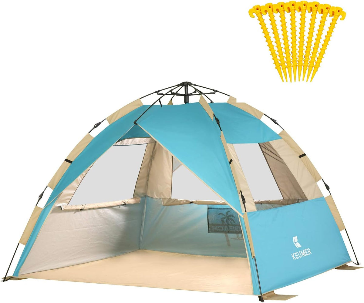 Beach Tent with SPF UV 50+ Protection, 4 Person Pop Up Beach Shade V483