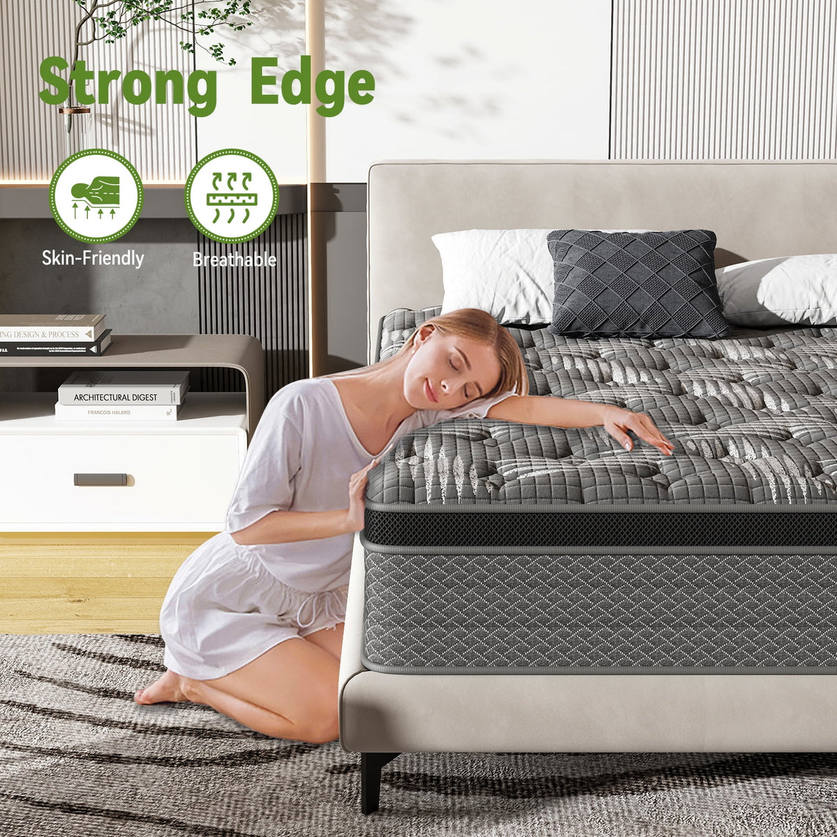 Black 10 inch Queen Gel Memory Foam Hybrid Mattress X458