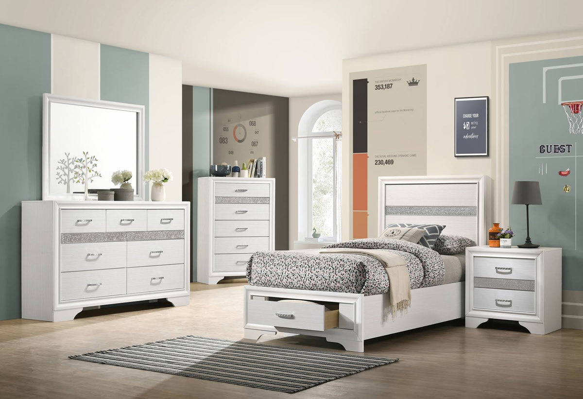 White Twin Storage Bed E800512
