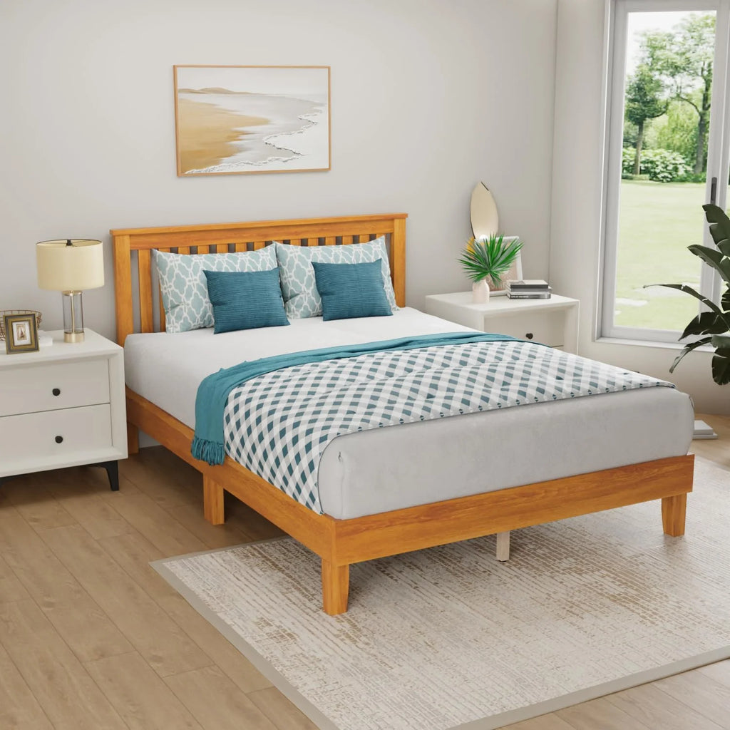 Wood Platform Bed Frame with Headboard Twin C37158