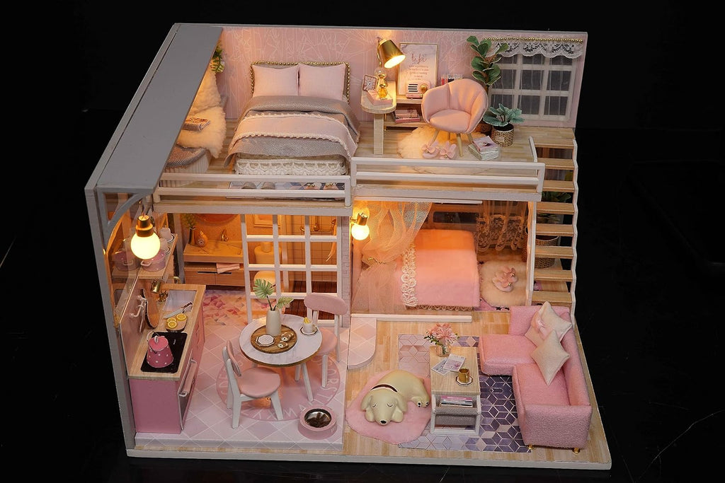 Miniature House DIY Kit with Furniture and Light L40679