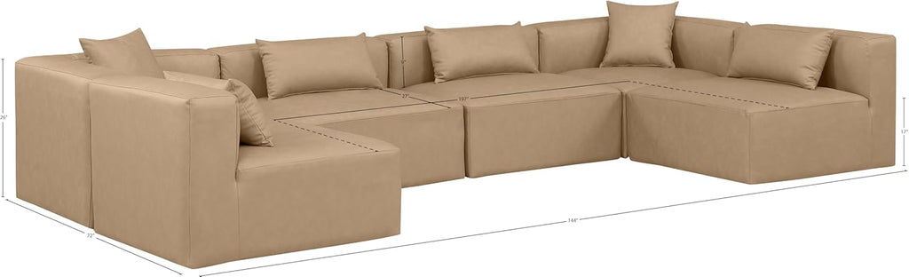 Tan Vegan Leather Modular Sectional X703