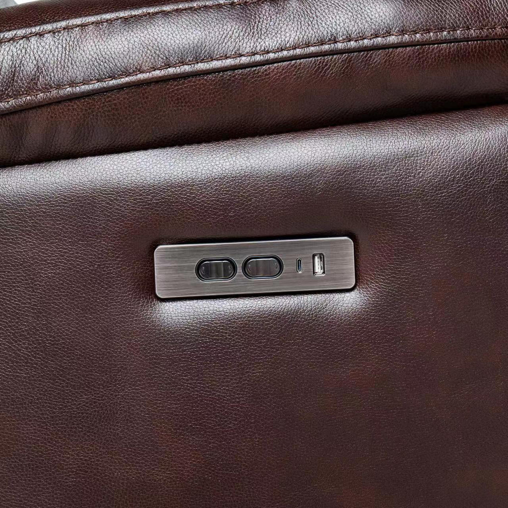Chocolate Brown Leather Power Recliner with Power Headrest N48779
