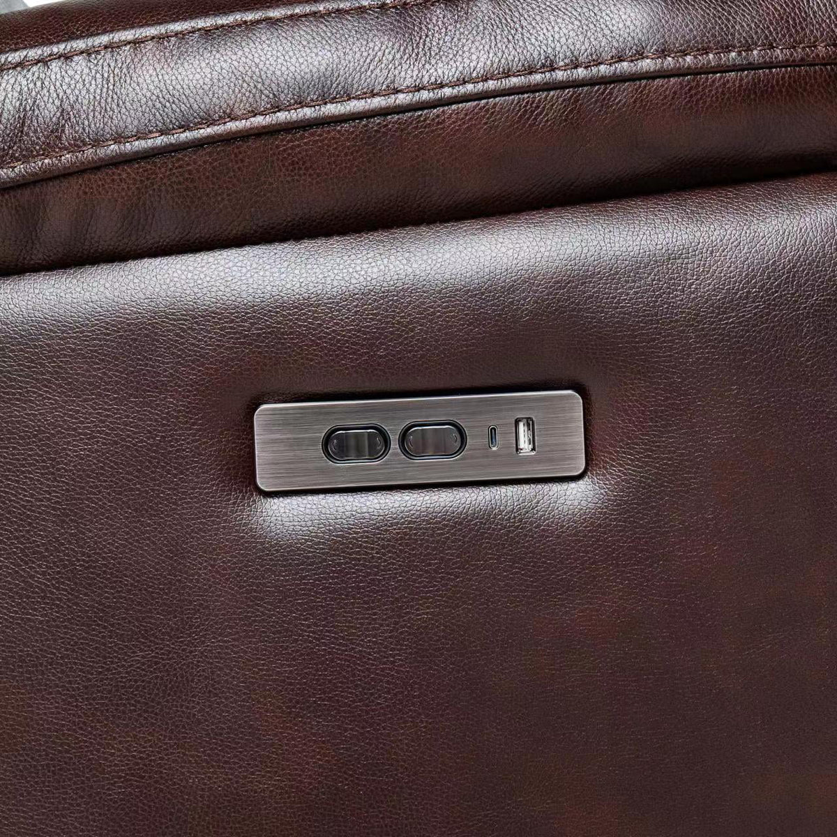 Chocolate Brown Leather Power Recliner with Power Headrest N48779