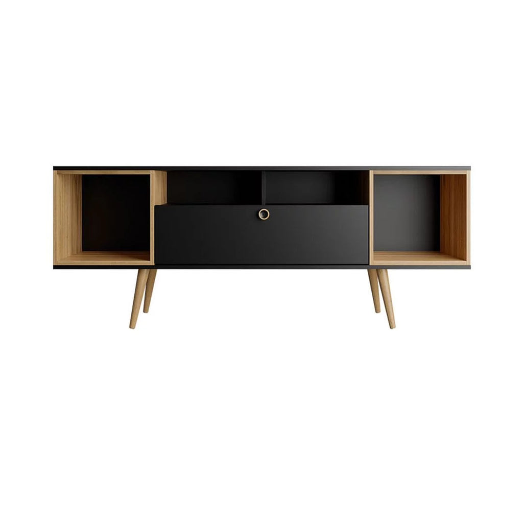 Black 63" TV Stand with 6 Shelves L8084