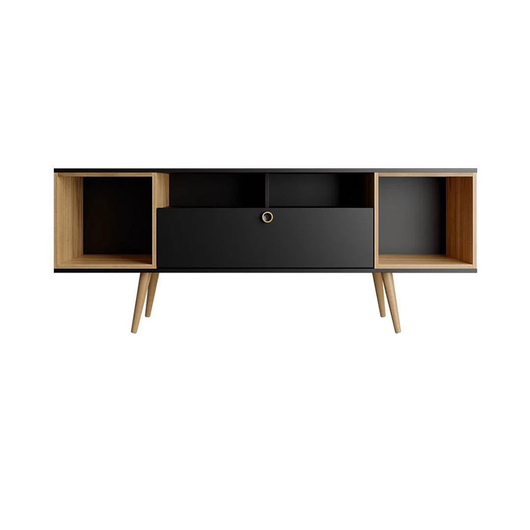 Black 63" TV Stand with 6 Shelves L8084