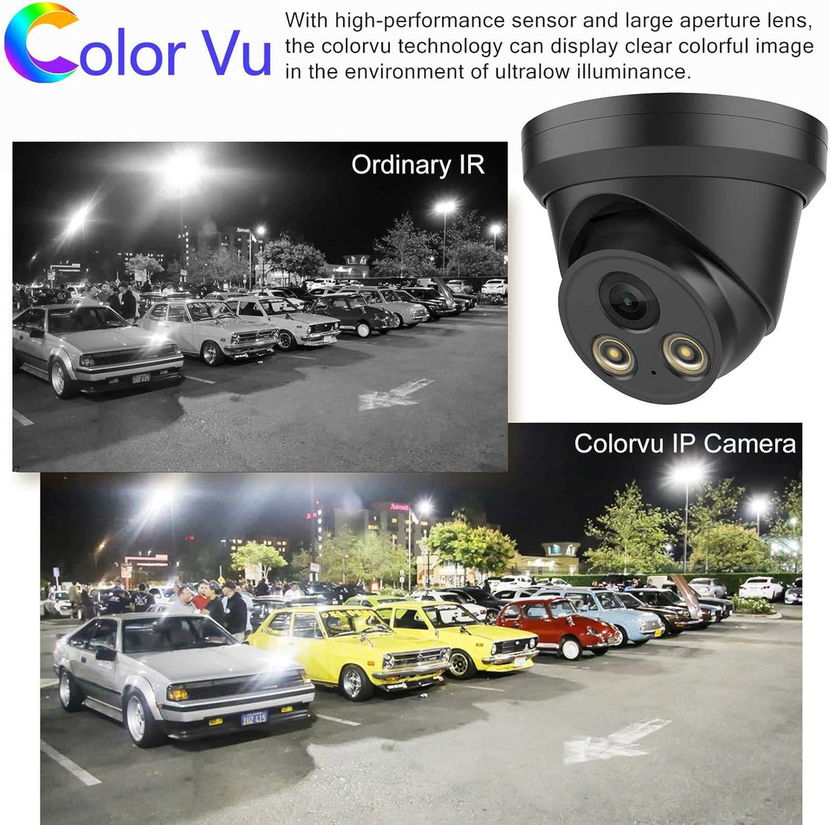 5MP Night Color Turret PoE Security IP Camera with Mic K38676