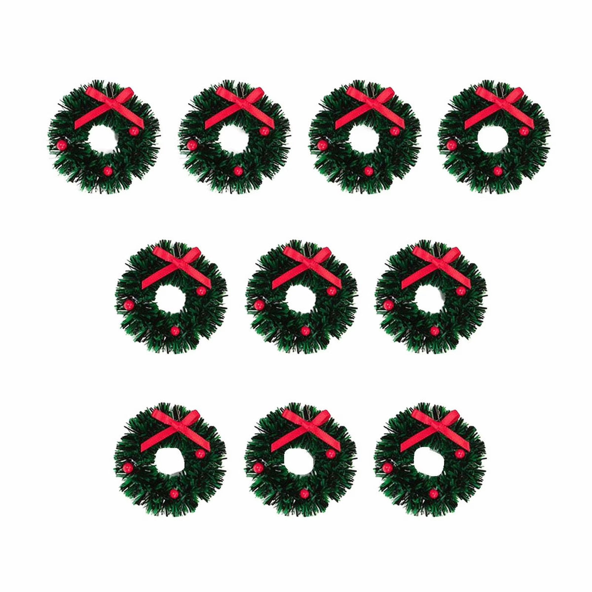 10Pcs Mini Wreaths Green Dollhouse Decorations U897