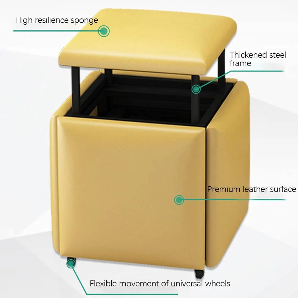 PU Leather Swivel Casters Stackable Ottoman Stool Z15366