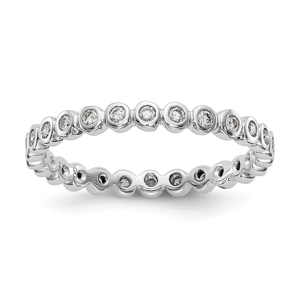 14k White Gold Bezel Set Diamond Eternity Wedding Band Ring Size 7.5 N325