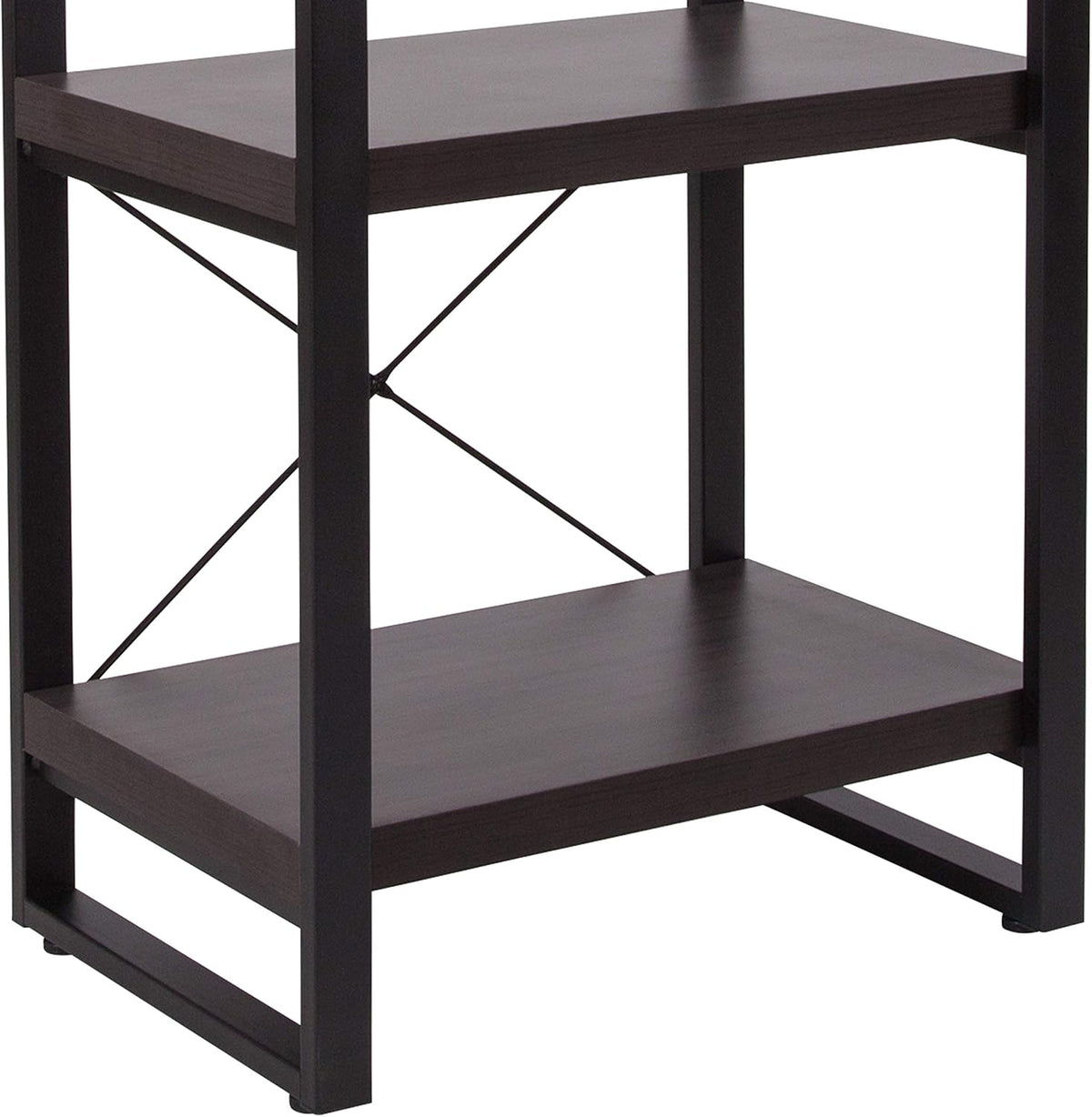 Charcoal Wood Grain 4 Shelf Etagere Bookcase O12690