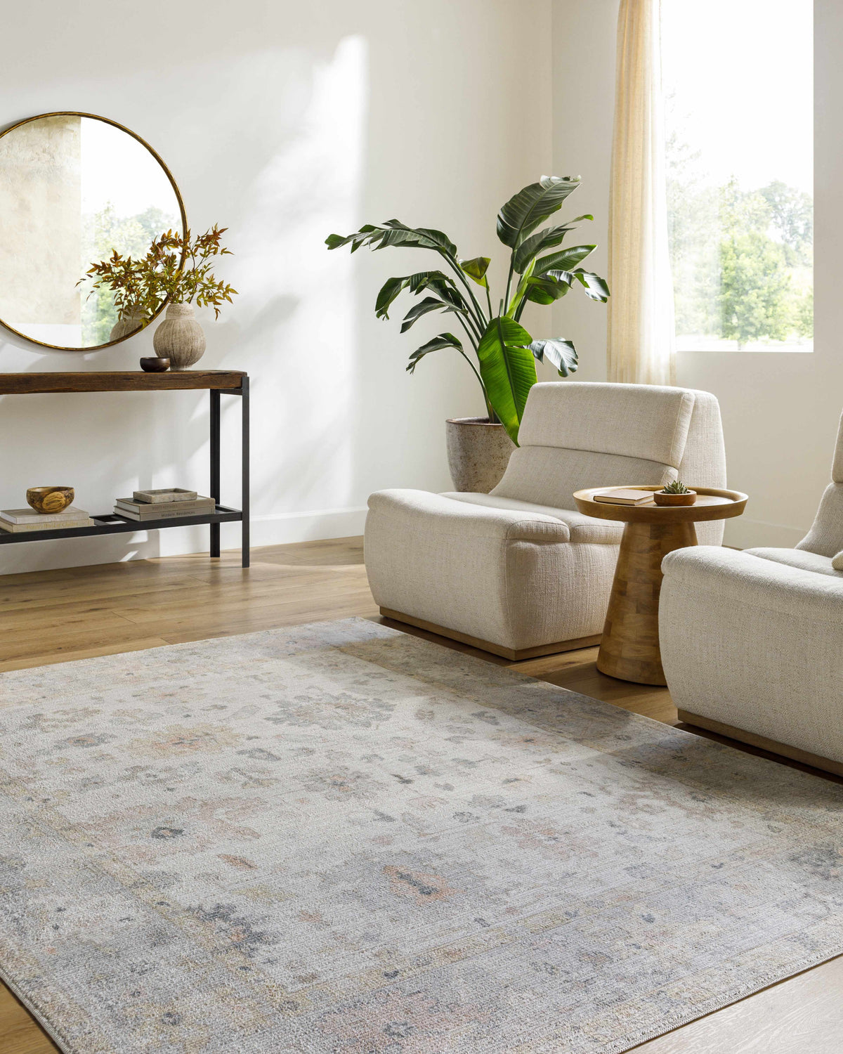 Taupe Light Gray Traditional Area Rug 5'2" x 7' M12026