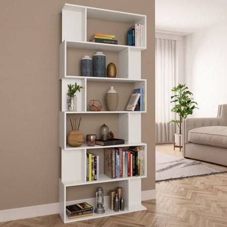 White 31.5 inch x 9.4 inch x 75.6 inch Chipboard Book Cabinet/Room Divider O6045