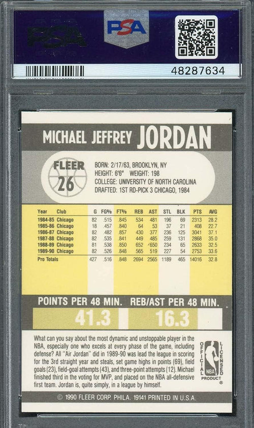1990 Fleer Basketball Card #26 Graded PSA 8 N4432