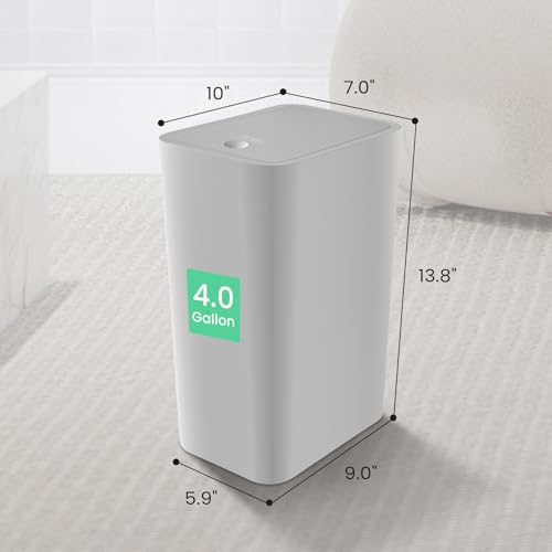 White 4.0 Gallon Plastic Bathroom Trash Can with Lid K5704
