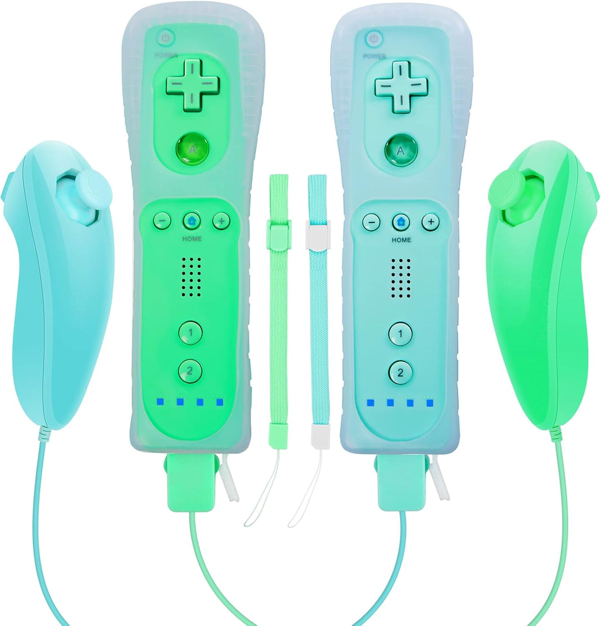 Wireless Controller and Nunchuck Joystick 2 Packs with Silicone Case and Wrist Strap Y114