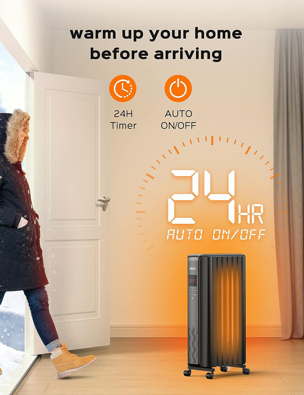 1500W Electric Oil Filled Radiator Heater with Remote Control K316355