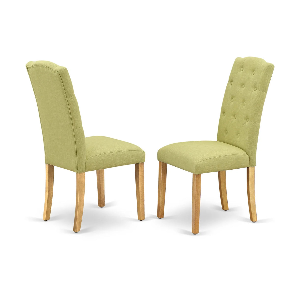 5Pc Dining Set with Drop Leaves and Four Parson Chairs, Lime Green Fabric, Oak Finish Y504936