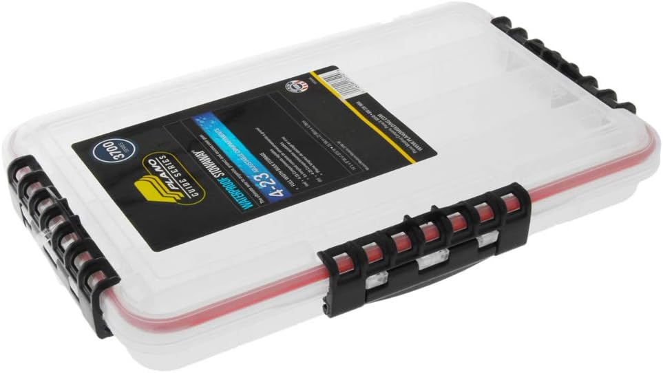 Waterproof Tackle Box, 14" X 9" X 1.875", Clear/Red M8363