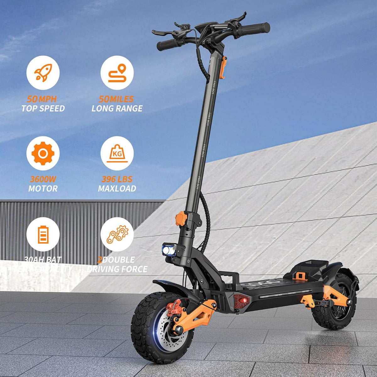 Electric Scooter with 3600W Motors 60V/30AH Battery 11 Inches Off Road Tires F286