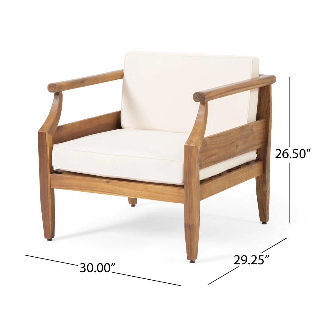 Acacia Wood Outdoor Club Chairs with Cushions X87859