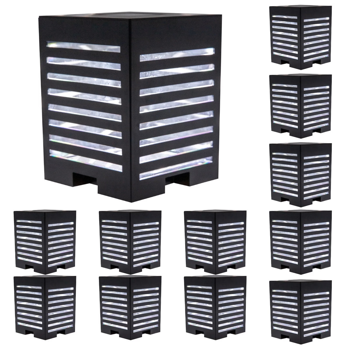 12 Pack Solar Powered LED Post Cap Light Black S203605
