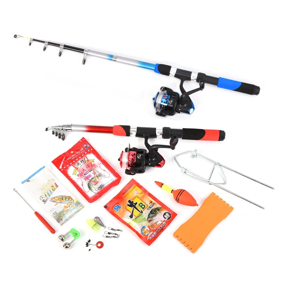 2.1m Telescopic Fishing Rods with 2PCS Reels Fishing Bag S64977