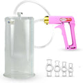 Pink Nylon Handle Penis Pump with Clear Hose and 4 Sizes of Constriction Rings B4226