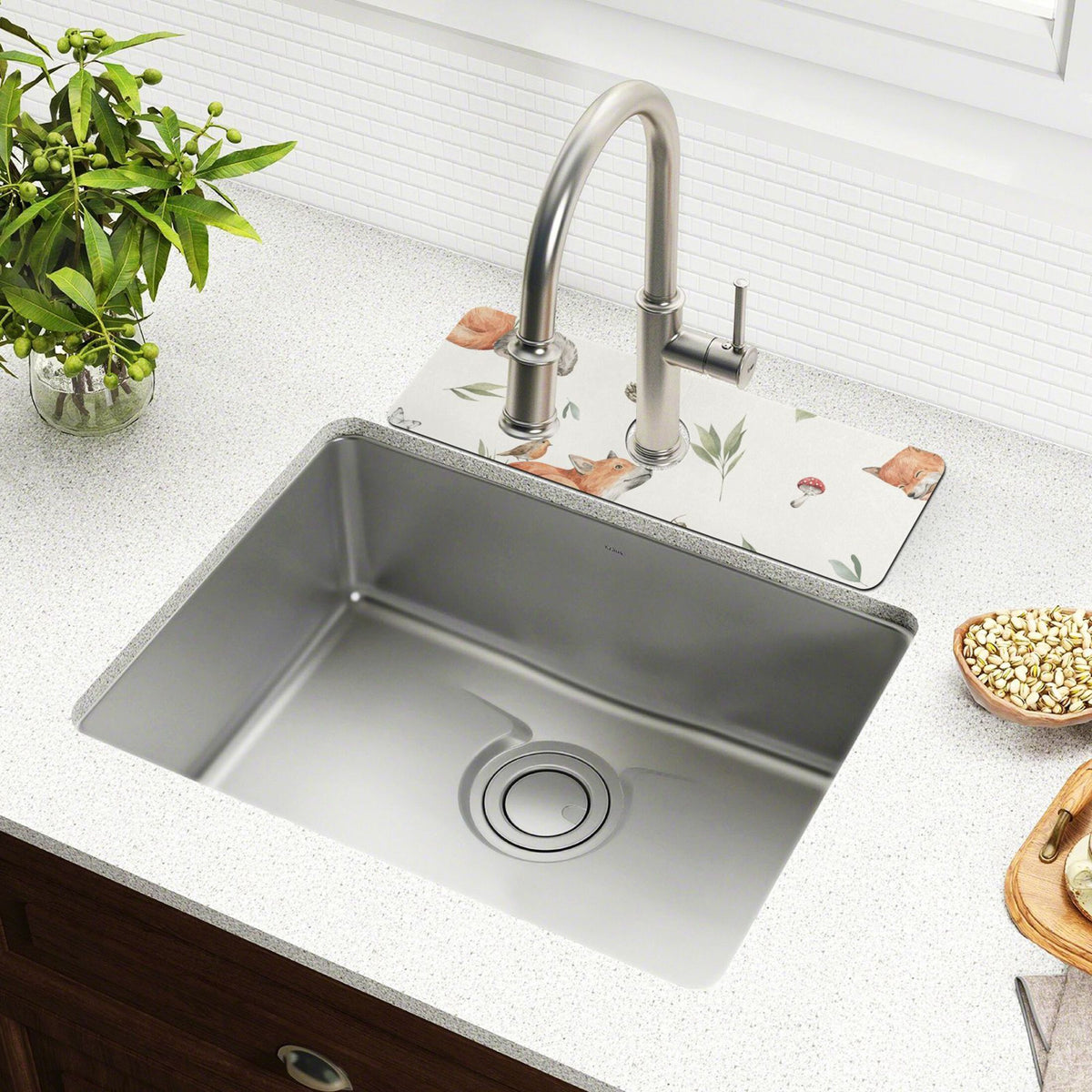 2 PCs Sink Splash Guard Set Absorbent Draining Mats 30x5.4in K353