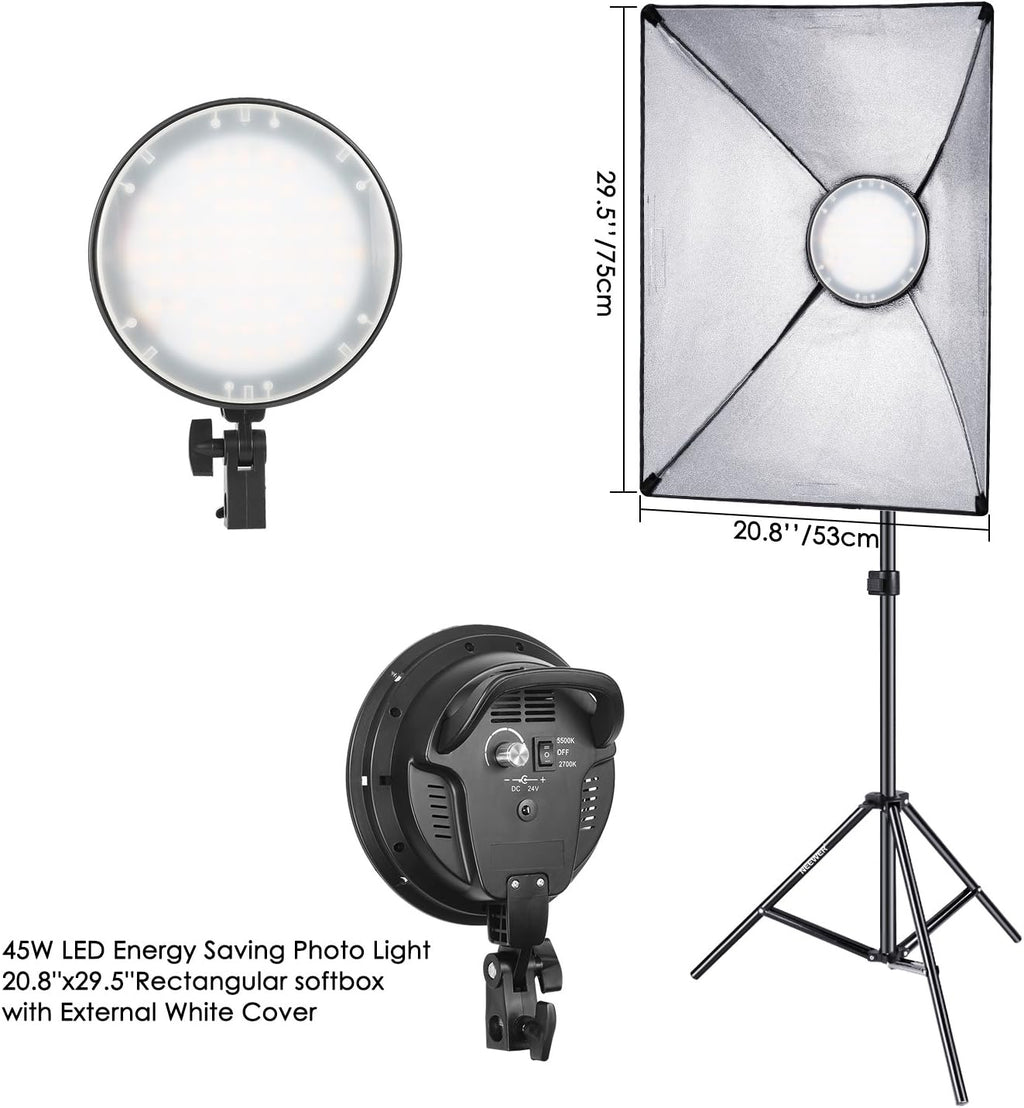 Bi-color Dimmable LED Softbox Lighting Kit with Light Stand B658