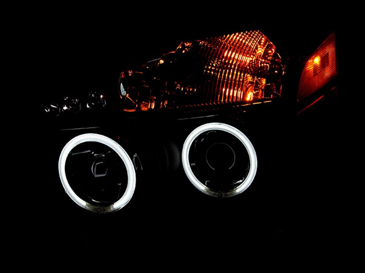 Black Projector Headlight Set with CCFL Halo P888