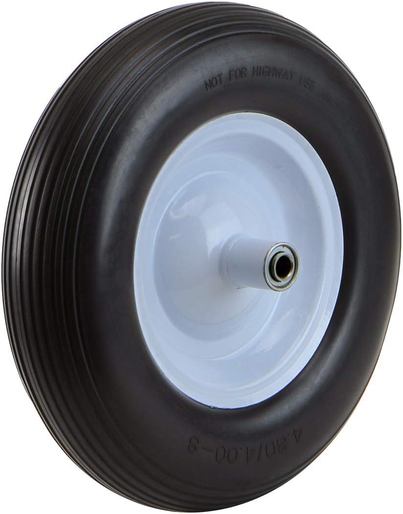 16" Flat-Free Solid Wheelbarrow Cart Wagon Non Flat Ribbed Tire 5/8" Bore Pack of 2 D480