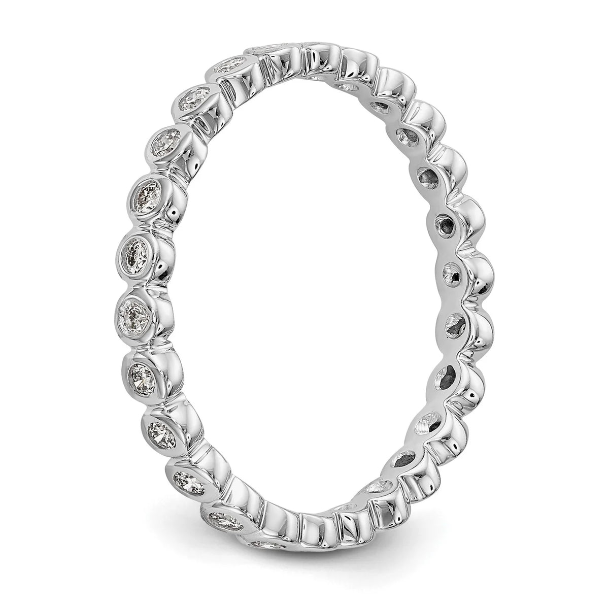 14k White Gold Bezel Set Diamond Eternity Wedding Band Ring Size 7.5 N325