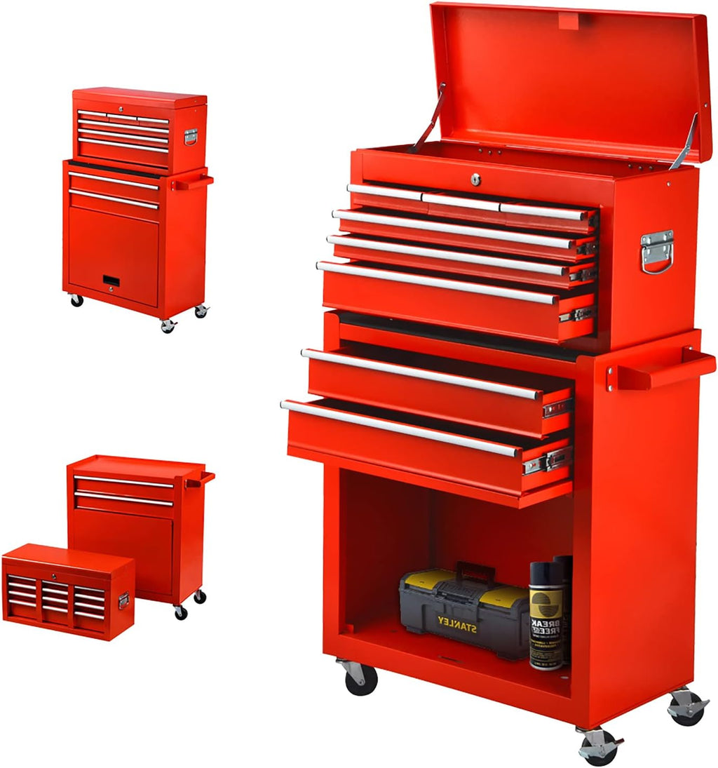 Orange 8 Drawer Rolling Tool Chest with Wheels and Locks U1994
