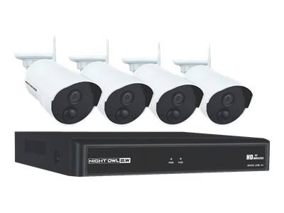 4 Channel 1080p Wireless Security Hub with 4 Infrared IP Cameras and 1 TB Hdd, White C19412