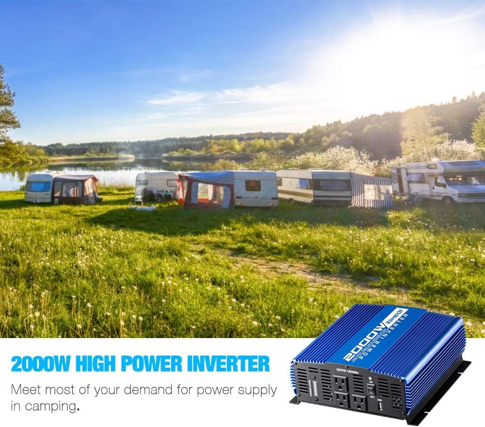 2000W Continuous 4000W Peak Power Inverter 3 AC Outlets 12V to 110V Car Converter with USB Port M337104