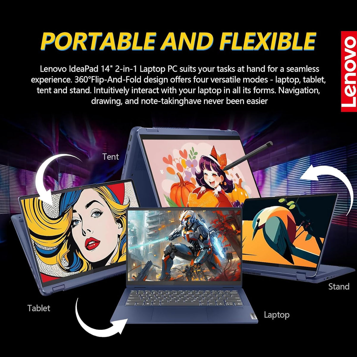14 Inch FHD Touchscreen 2 in 1 Laptop, Intel Core i5, 16GB RAM 512GB SSD, Windows 11, Backlit Keyboard T639590