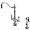 Chrome Double Handle Kitchen Faucet with Brass Sprayer S739