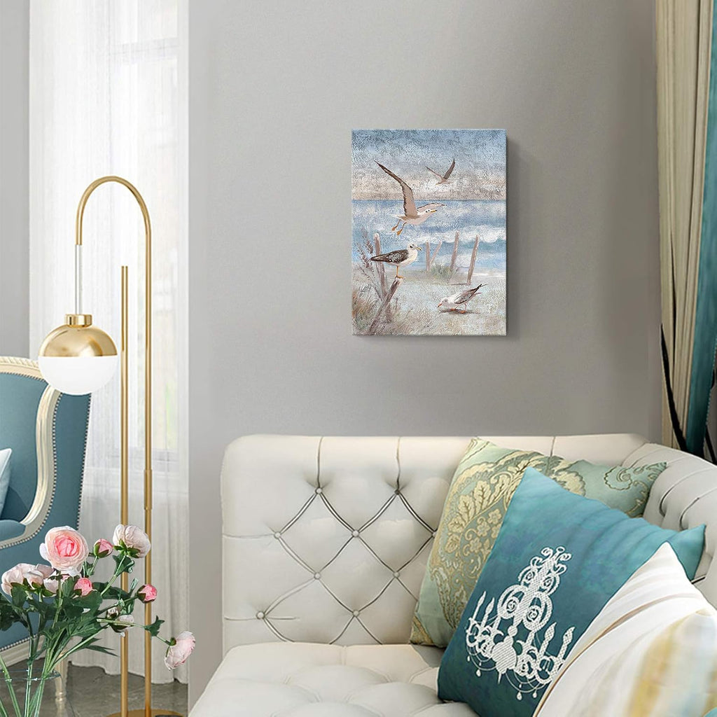 Framed Canvas Print Coastal Painting 12x16inch N29411
