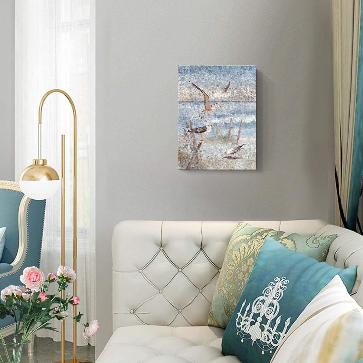 Framed Canvas Print Coastal Painting 12x16inch N29411