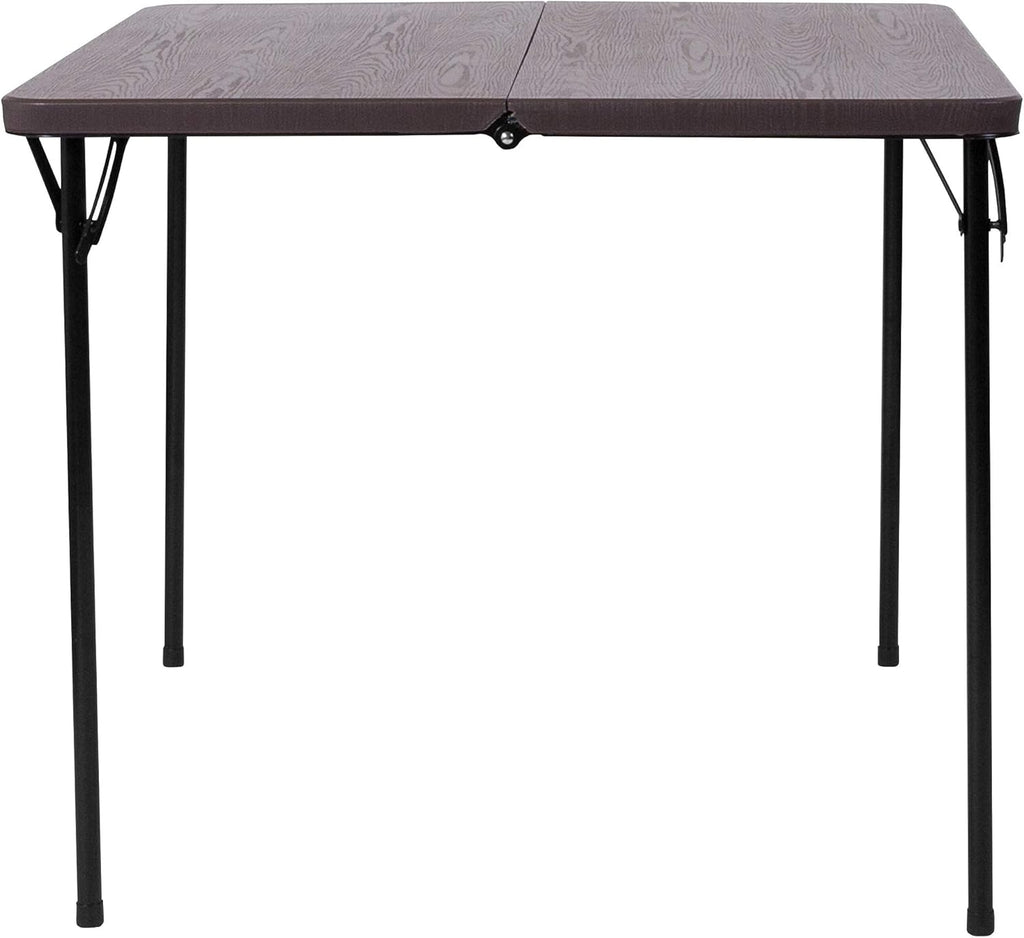 Brown Square Bi-Fold Folding Table with Carrying Handle K46170