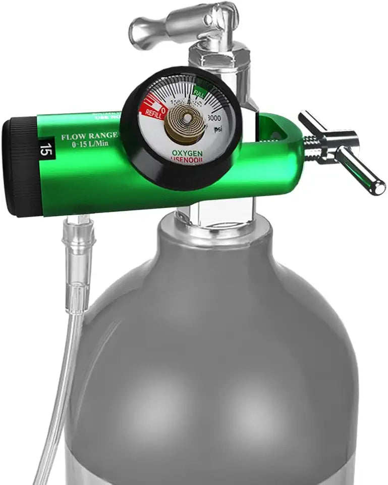 Mini Oxygen Regulator for Oxygen Cylinder, CGA 870, Adjustable Flow 0-15 LPM G879