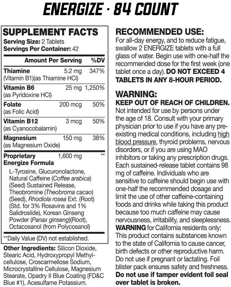 84 Tablets Energy Pill R33325